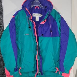 Columbia Teal and Purple Rain Jacket